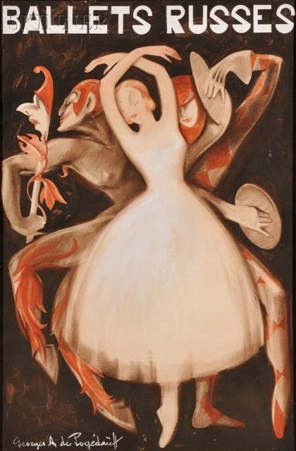 Georges de Pogédaïeff (Russian, 1897-1971) Ballets Russes | Sale Number 2673B, Lot Number 410 | Skinner Auctioneers Theatre Illustration, Ballet Wall Art, Leon Bakst, Ballet Poster, Ballets Russes, Ballet Posters, Ballet Russe, Ballet Pictures, Anna Pavlova