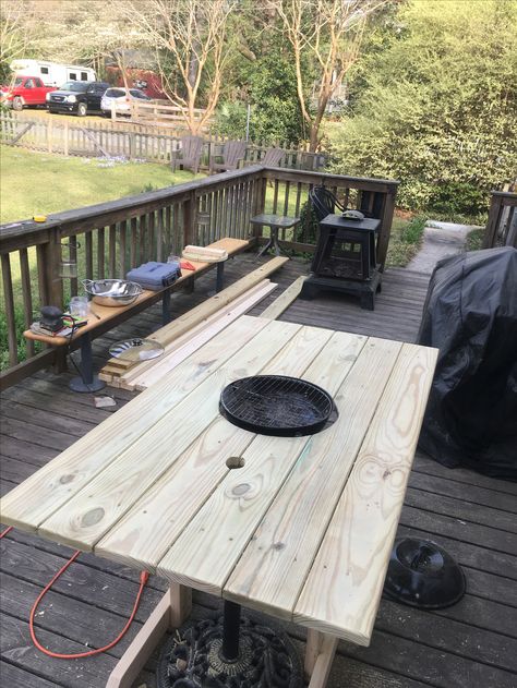 Diy Korean Bbq Grill Table, Korean Bbq Table, Diy Grill Table, Korean Bbq Grill, Bbq Table, Korean Barbecue, Diy Grill, Grill Table, Outdoor Oven