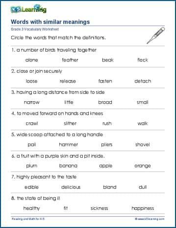 Students select the words that match the definitions. Free | Vocabulary | Worksheets | Grade 3 | Printable 3rd Grade Vocabulary Words List, 3rd Grade Vocabulary Words, 3rd Grade Worksheets Free Printable, Words And Their Meanings, Spelling Word Activities, Words And Definitions, Worksheets 3rd Grade, 3rd Grade Words, Good Study Habits