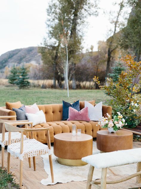 Marae Fall Wedding - Event Design & Decor | Eclectic Hive Wedding Lounge Seating, Wedding Lounge Furniture, Wedding Lounge Area, Wedding Lounge, Decor Eclectic, Wedding Furniture, Eclectic Wedding, Mountain Weddings, Wedding Event Design