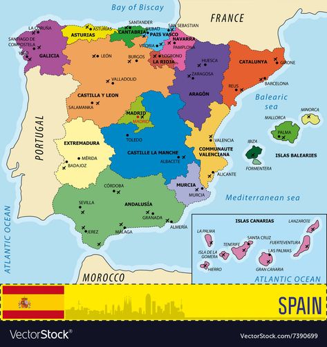 Spain Map, Map Of Spain, Spain Images, Voyage Europe, Europe Map, Detailed Map, Interesting History, British History, Travel Maps