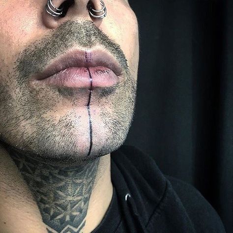 #straightline tattoo done by @burakmoreno #facetattoo #liptattoo #chintattoo #tattoooftheday Chin Tattoo, Noir Tattoo, Mangas Tattoo, Fantasy Tattoos, Facial Tattoos, Lip Tattoos, Face Tattoos, Head Tattoos, Tattoo Parlors