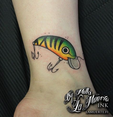 Fishing Tattoos Small Lure Tattoo, Fishing Lure Tattoo, Anchor Compass Tattoo, Fishing Hook Tattoo, Hook Tattoos, Parkersburg Wv, Bike Tattoos, Tattoo Prices, Fish Tattoo