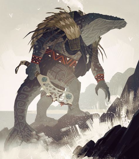 ArtStation - Maori Warrior, Florian Biege Maori Warrior, Monster Concept Art, Fantasy Races, Dungeons And Dragons Characters, Fantasy Monster, Monster Design, Creature Concept Art, Creature Concept, Character Design References