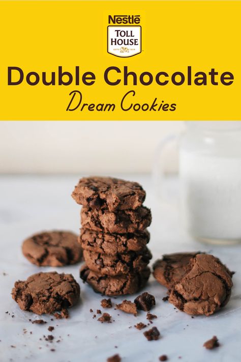 The only thing better than a Chocolate Chip Cookie is a DOUBLE Chocolate Chip cookie! These dream cookies are just what your Labor Day Weekend needs to make it the most perfect time! Easy to make with our delicious Nestle Toll House Semi-Sweet Chocolate Morsels Nestle Toll House Recipes, Nestle Toll House Chocolate Chip Cookies, Toll House Pan Cookie Recipe, Nestle Toll House Pan Cookies, Nestle Chocolate Chip Cookie Recipe, Dream Cookies Recipe, Caramel Chip Cookies, Nestle Tollhouse Chocolate Chip Cookies, Nestle Chocolate Chip Cookies