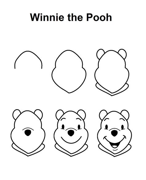 Winnie the Pooh step-by-step drawing tutorial. Winnie The Pooh Drawing Step By Step, Disney Sketches Easy Step By Step, Winnie The Pooh Nail Art Step By Step, How To Draw Winnie The Pooh Step By Step, How To Draw Winnie The Pooh, Step By Step Drawing Disney, Easy Disney Drawings Step By Step, Easy Step By Step Drawing For Beginners, Winnie The Pooh Drawing Easy