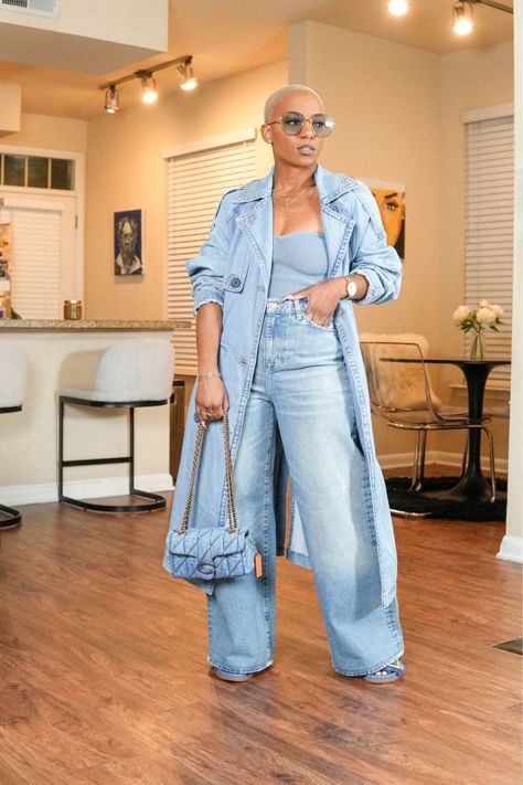 Sunny Destiny Beige Multi Striped … curated on LTK Womens Denim Outfit Ideas, Royal Blue And Denim Outfits, Denim Winter Outfits For Women, Denim And Black Outfits, Denim On Denim Outfit Black Women, Denim Outfit Black Women, Denim Shirt Outfit Women, Dc Fits, Full Denim Outfit