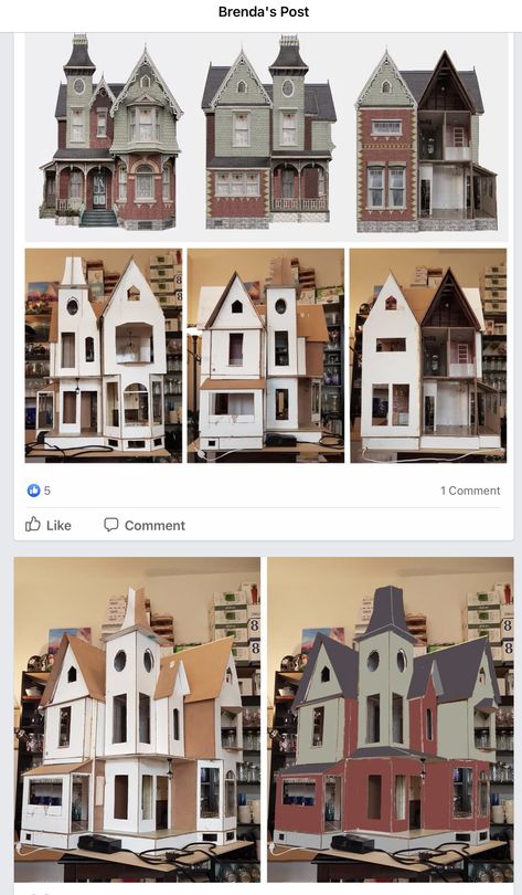 Brick Dollhouse, Dollhouse Exterior, Victorian Dollhouse Miniatures, Fairfield House, Townhouse Exterior, Victorian House Plans, Victorian Bathroom, Doll House Plans, Sims 4 House Design