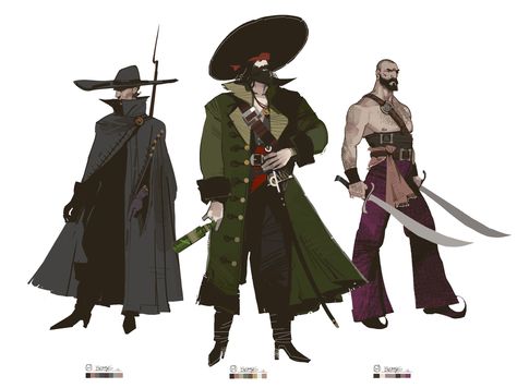 ArtStation - Pirate style sketches, Brian Matyas Pirates Reference, Pirate Outfit Concept Art, Pirate Navigator, Starwars Pirate, Pirate Designs, Pirate Concept, Modern Pirate, Pirates Art, Pirate Poses