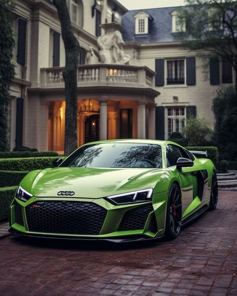 Green Cars Aesthetic, Audi R8 Aesthetic, Green Audi R8, Green Audi, Audi Supercar, R8 Audi, Rolls Royce Car, Cars Tattoo, Fastest Car