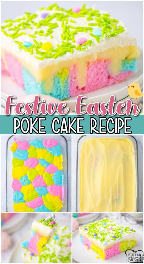 Easter Dessert Cake, Cake Ideas For Easter, Poke Cake Cupcakes, Peep Desserts, Fun Poke Cakes, Cakes For Easter, Easter Jello Poke Cake Recipe, Easy Easter Cake, Easter Poke Cake Recipes