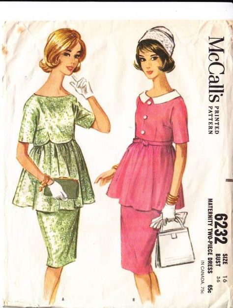 McCalls-6232-1962  one of the nicest maternity patterns I've seen. nice for church or wedding Retro Maternity Clothes, 60s Maternity Fashion, Maternity Vintage, 1970s Maternity, Vintage Maternity Clothes, Vintage Maternity Patterns, Maternity Pattern, Maternity Sewing Patterns, Maternity Patterns