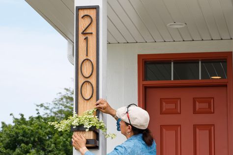 How to Install Modern House Numbers for Curb Appeal Flair Modern House Numbers, A Modern House, Modern House Number, House Number Plaque, Flower Box, Vibrant Flower, New Homeowner, House Entrance, House Numbers