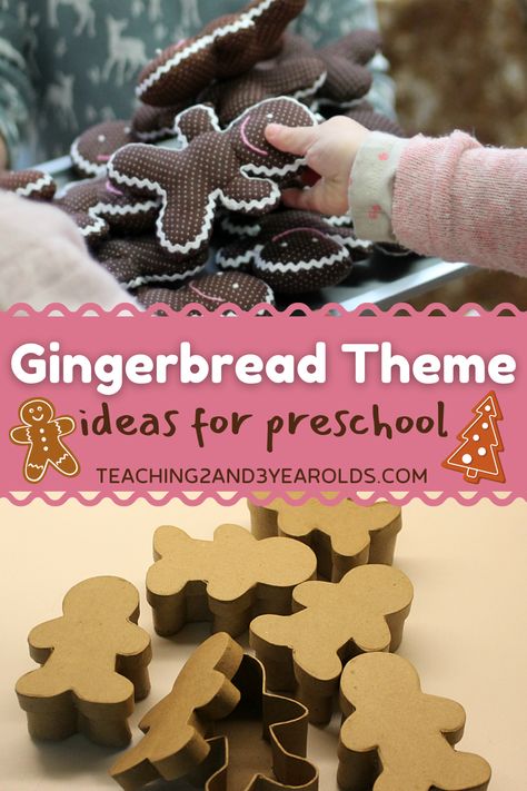 A collection of gingerbread theme activities for toddlers and preschoolers for the classroom or homeschool. Gingerbread Pretend Play, Gingerbread Theme For Toddlers, Gingerbread Man Toddler Activities, Toddler Gingerbread Activities, Gingerbread Man Theme Preschool, Gingerbread Week Preschool, Gingerbread Toddler Activities, Gingerbread Art For Toddlers, Preschool Gingerbread Theme