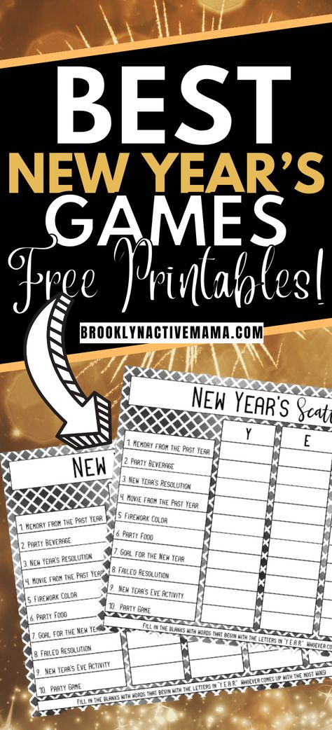 Games To Play On New Years, New Year’s Eve Printable Games, New Years Scattergories, Games To Play At New Years Eve Party Fun, New Years Would You Rather, Free Printable New Years Eve Games, New Year Family Games, New Years Bingo Printable For Kids, New Years Games For Families