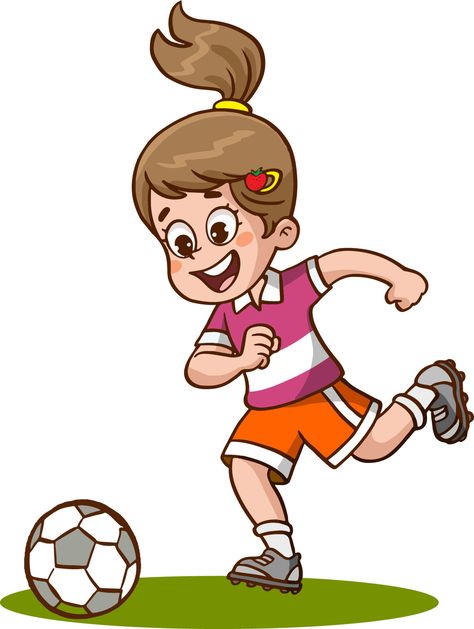 Striker Soccer, Soccer Cartoon, Soccer Kids, Kid Boy, Kids Soccer, Play Soccer, Boys Playing, Kids Boys, Vector Art