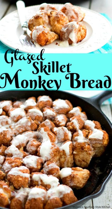 Gameday Sweets, Gameday Desserts, Skillet Dessert, Gameday Snacks, Biscuit Monkey Bread, Tailgate Foods, Cast Iron Skillet Recipes Dinner, Baking Cinnamon, Cinnamon Monkey Bread