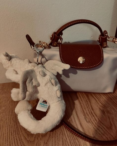 New bag 🫶🏻☁️ #jellycat #dragonjellycat #longchamp #minilongchamp Jelly Cat, Cat Aesthetic, New Bag, Jelly, Charms