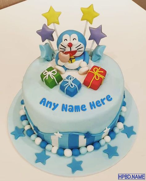 Doraemon Cartoon Happy Birthday Cake For Kids With Name Doraemon Birthday, Birthday Cake For Brother, Cartoon Happy Birthday, Birthday Cake For Kids, Doraemon Cake, Happy Birthday Chocolate Cake, Birthday Cake Images, Cake For Kids, Cartoon Birthday Cake