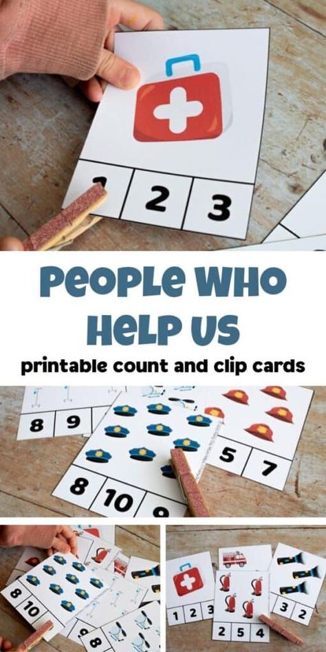 People That Help Us Preschool Activities, People Who Help Us Eyfs Activities, People Who Help Us Eyfs, Community Helpers Math Activities, Community Helpers Counting, Number 1 To 10, Community Helpers Math, Community Helpers Preschool Crafts, Community Helpers Crafts