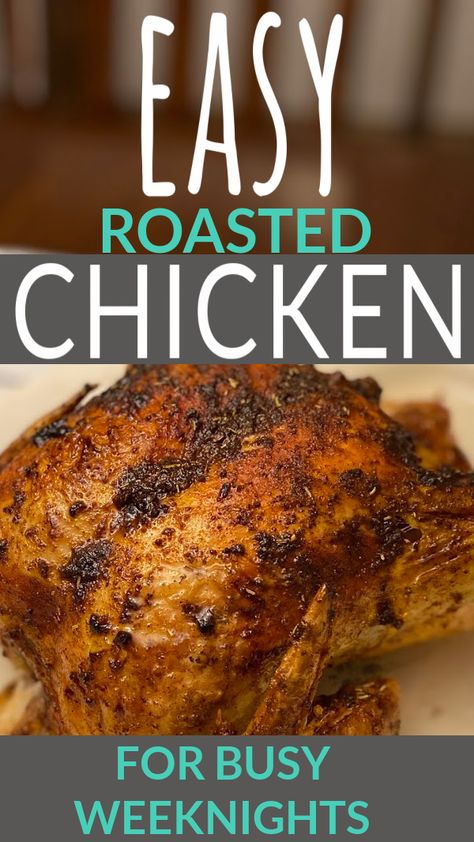 The best roasted chicken in the oven; like deli chicken but SO much better! Chicken In The Oven Easy, While Chicken Recipe Oven, Easy Roasted Chicken Recipes Oven, Whole Oven Baked Chicken, Whole Cooked Chicken Recipes, Oven Cooked Whole Chicken, Pre Roasted Chicken Recipes, Best Whole Roasted Chicken, How To Make A Whole Chicken In The Oven