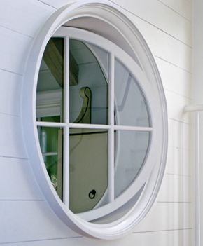 Bates Corkern Studio + Revolving Window Circle Window Exterior, Round Door Frame, Round Windows Ideas, Circle Window Design, Portal Window, Prison Tower, Circle Windows, Nook Window, Circular Windows