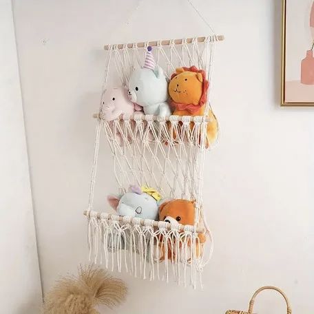 Macrame Kids Room, Stuffed Animal Net, St Patricks Day Decor, Crochet Store, Toy Hammock, Macrame Baby, Baby Diy Projects, Beautiful Bedroom Decor, Toy Storage Organization