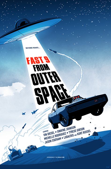 Illustration: Fictional movie poster for "Fast 9: From outer space" It Came From Outer Space, Planets Graphic Design, Space Graphic Design Poster, Space Design Graphic, Space Illustration Art, Space Movie Poster, Space Travel Illustration, Outer Space Illustration, Space Infographic