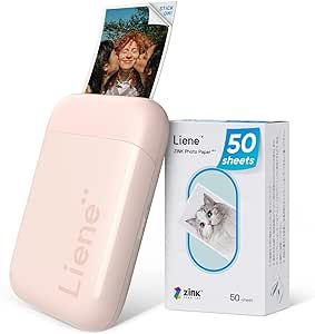 Liene Photo Printer, 2x3 Mini Instant Portable Color Mono Picture Printer w/ 50 Zink Adhesive Paper, Bluetooth 5.0, Compatible w/iOS & Android, Small Photo Printer for iPhone, Smartphones, Pink Small Photo Printer, Picture Printer, Smartphone Printer, Portable Photo Printer, Make A List, Portable Printer, Computer Camera, Instant Photos, Adhesive Paper