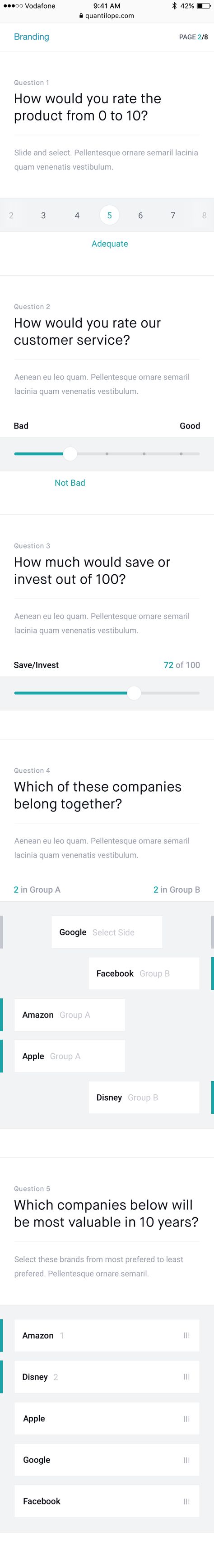 Mobile questionnaire 2x Slider Ui, Ui Forms, Questionnaire Design, Interactive Infographic, Survey Design, Mobile Review, Ui Inspiration, Ui Elements, Mobile Ui