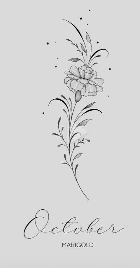 May Birth Flower Tattoo With Cross, Oct Flower Tattoo Birth Month, Oct Flower Tattoo, Flower For October Birth Tattoo, May Birth Flower Hawthorn, October Birth Flower Tattoo Spine, Sept Flowers Tattoo, February And October Flower Tattoo, October Birth Flower Tattoo Simple