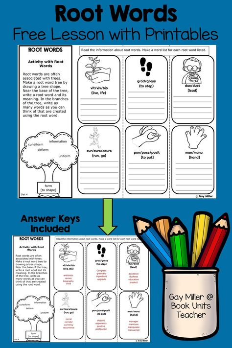 Root Words Activities, Esl Materials, Latin Root Words, 4th Grade Ela, Prefixes And Suffixes, Language Arts Elementary, Root Words, Word Free, Vocabulary Building