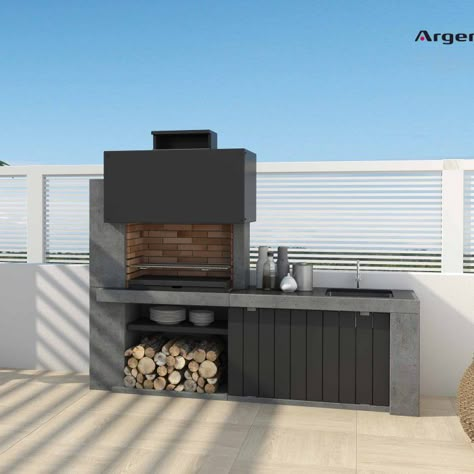 Barbiquiu Ideas, Barbecue Design Outdoor, Bbq Design Outdoor, Grill Patio Ideas, Bbq Aesthetic, Backyard Grill Ideas, Barbacoa Jardin, Brick Grill, Kitchen Backyard