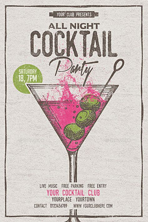 Cocktail Party Flyer Template - http://ffflyer.com/cocktail-party-flyer-template/ Enjoy downloading the Cocktail Party Flyer Template created by MonkeyBOX #Club, #Cocktail, #Drinks, #Elegant, #Event, #Nightclub, #Party, #Promotion Cocktail Party Poster Design, Cocktail Promotion Poster, Launch Party Flyer, Bar Event Poster, Cocktail Party Ideas Elegant, Bar Flyer Design, Cocktail Poster Design, Posters For Events, Cocktail Party Poster