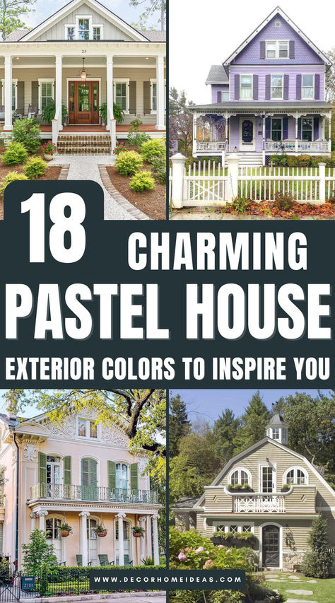 Explore 18 stunning homes featuring pastel-colored exteriors that exude charm and character. From blush pinks to soft blues and muted greens, these unique designs showcase how pastels can create a welcoming and timeless curb appeal. Which one will spark your design inspiration? Exterior House Colors Light Blue, Pastel Exterior House Colors, Siding And Shutter Colors Combinations, Unique Exterior House Colors, Pastel House Exterior, Cottage Exterior Ideas, Pink House Exterior, Cottage Exterior Colors, Exterior Color Combinations