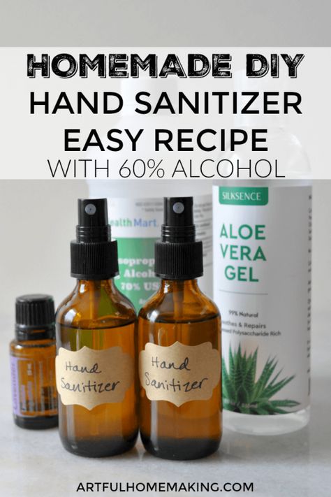 Hand Sanitizer Recipe, Best Hand Sanitizer, Natural Hand Sanitizer, Sanitizer Spray, Diy Sprays, Home Spray, Homemade Diy, How To Make Homemade, Essential Oil Recipes