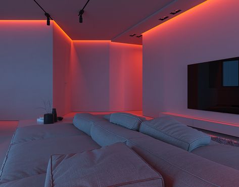 House Lighting Ideas Interior Bedroom, Led Room Design, Led Modern Bedroom, Led Light Interior Design, Led House Lighting, Neon Home Aesthetic, Led Lights In House, Top Floor Bedroom Ideas, Bedroom Floor Lighting