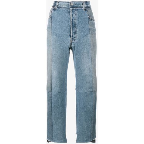 Vetements Blue Reworked high waisted cropped jeans (£1,050) ❤ liked on Polyvore featuring jeans, high rise jeans, high-waisted jeans, highwaist jeans, 2 tone jeans and raw edge jeans Vetements Jeans, Colour Jeans, Hip Hop Wear, Jeans Highwaist, Jeans Colour, Blue High Waisted Jeans, Jeans Patchwork, Highwaist Jeans, Designer Jeans For Women