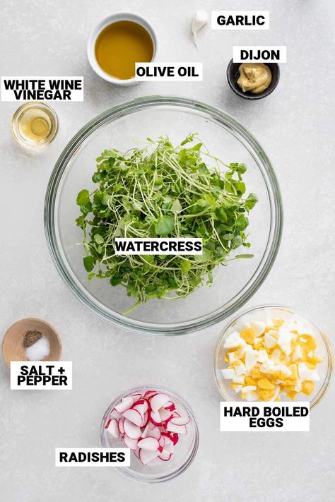 Salad With Homemade Dressing, Watercress Recipes, Watercress Salad, Salad Dishes, Cold Salad, Homemade Dressing, Watercress, Keto Diet Meal Plan, Pantry Staples