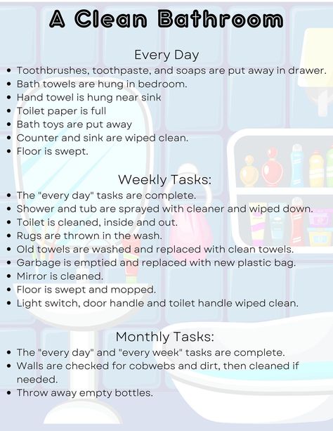 Kids Clean Bathroom Task Checklist - Etsy Canada #Tidy #HomeTrends #Home #Motivation #Creating #Guide #The #a #Ultimate #for #a #Cleaning #Guide #Cleaning #to #Schedule Clean Bathroom, Kids Cleaning, House Cleaning Checklist, Deep Cleaning Tips, Household Cleaning Tips, Cleaning Checklist, Cleaning Schedule, Bathroom Cleaning, Cleaning Routine