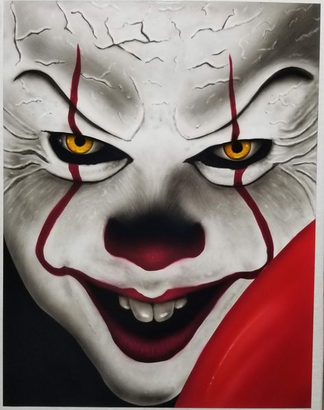 Penny Wise Face Paint, Pennywise Face Paint, Pennywise Painting, Es Pennywise, Clown Photos, Clown Paintings, Airbrush Painting, Harley Quinn Drawing, Pennywise The Dancing Clown