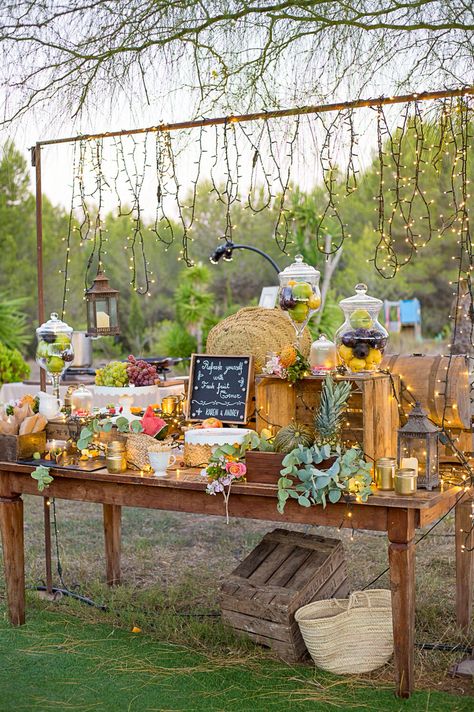 Whole Fruit Display, Fruit Table Wedding, Wedding Fruit Table, Fruit Bar Wedding, Flower Theme Wedding, Wedding Cermony, Wedding Fruit, Wedding Food Table, Fruit Stall