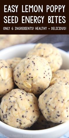 No Bake Protein Balls, Low Calorie Snack, Healthy No Bake, Protein Balls Recipes, Energy Bites Recipes, Healthy Protein Snacks, Lemon Poppy Seed, Lemon Poppy, Protein Balls