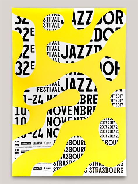 Jazzdor Strasbourg 2017 | Helmo 60 Logo, Jazz Logo, Mises En Page Design Graphique, 달력 디자인, Music Festival Poster, Jazz Poster, Typography Poster Design, Typographic Poster, Poster Layout