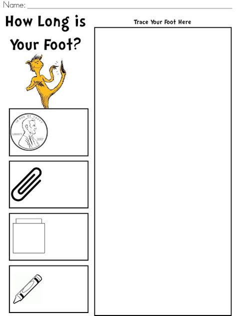 Dr Sues Activities, Dr Seuss Week Kindergarten, Dr Suess Math Activities For Toddlers, Measurement Crafts Kindergarten, Dr Suess Math Activities Preschool, Dr Suess Day Activities, Fox In Sox Activity, Dr Seuss Worksheets Kindergarten, Dr Suess Movement Activities