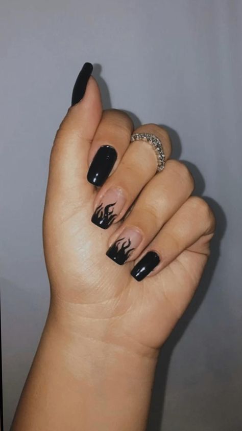 Linktree. Make your link do more. Black Flame Nails Square, Black Flame Nails Short, Short Acrylic Nails Designs Black, Short Square Black Nails, Short Black Acrylic Nails, Black Nails Square, Black Flame Nails, Square Nails Black, Trendy Black Nails