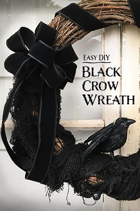 Halloween Feather Wreath, Crow Wreath, Ravens Wreath, Black Halloween Wreath, Halloween Raven, Crow Feather, Fall Family Fun, Black Wreath, Diy Halloween Wreath