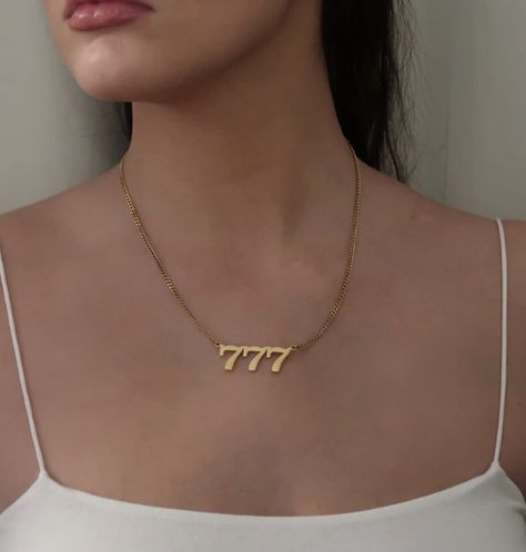 Juliet Charlotte, 777 Necklace, Shine Bright Like A Diamond, Angel Number, Angel Numbers, Lucky Girl, Chain Gold, Pretty Jewellery, Aesthetic Fashion