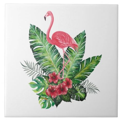 Hand Drawn flamingo Decorative Ceramic Phot oTile Ceramic Tile Flamingo Birds, Red Flamingo, Flamingo Painting, Flamingo Art, Photo Tiles, Flamingo Party, Decoration Photo, Pink Flamingo, Ceramic Decor