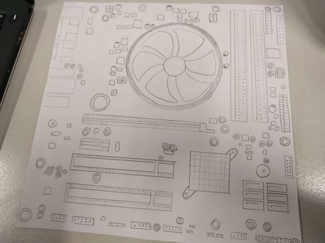 Motherboard Drawing With Label, Motherboard Drawing, Board Drawing, Computer Maintenance, Mother Board, Cute Anime Wallpaper, Draw Your, Top View, Cute Anime Couples